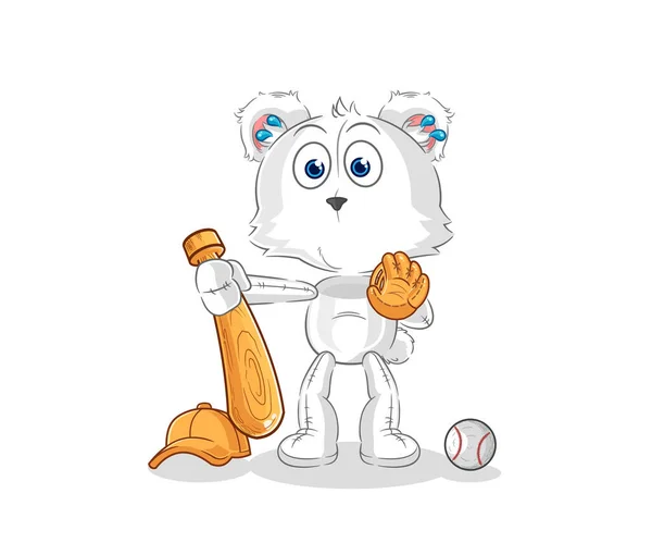 Polar Bear Baseball Catcher Cartoon Cartoon Mascot Vecto — Stok Vektör