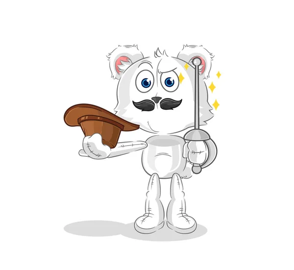 Polar Bear Fencer Character Cartoon Mascot Vecto — Stockvector