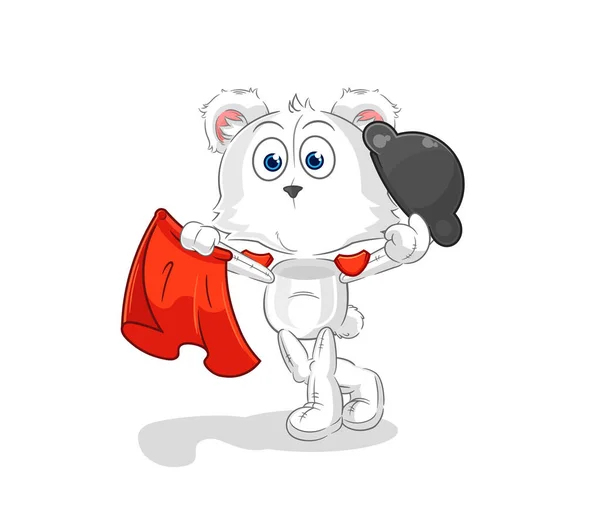 Polar Bear Matador Red Cloth Illustration Character Vecto — Stockvector