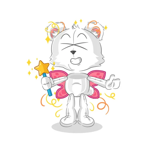 Polar Bear Fairy Wings Stick Cartoon Mascot Vecto — Stockvector