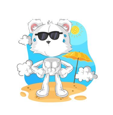the polar bear sunbathing in summer. character vecto
