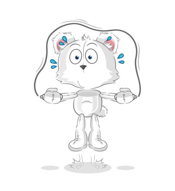 the polar bear jump rope exercise. character vecto
