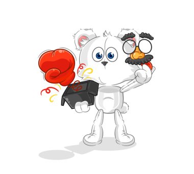 the polar bear prank glove in the box. cartoon masco