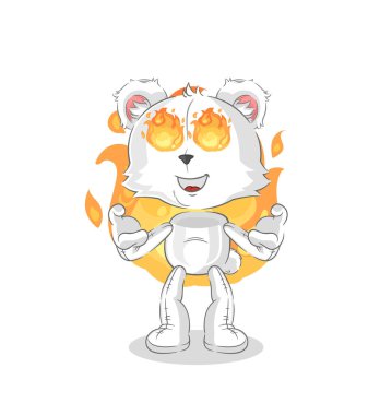 the polar bear on fire mascot. cartoon vecto