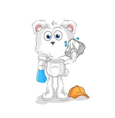 the polar bear cleaner vector. cartoon characte