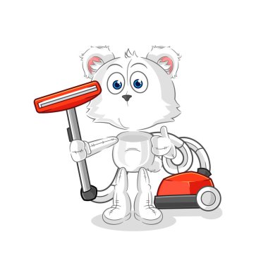 the polar bear clean with a vacuum . character vecto