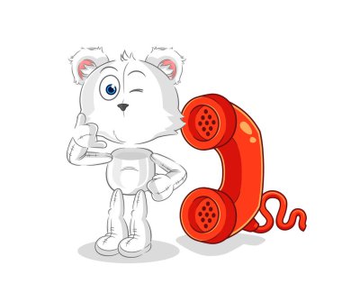 the polar bear call mascot. cartoon vecto