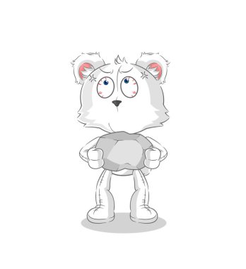 the polar bear lifting rock cartoon character vecto