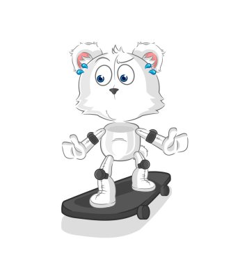 the polar bear riding skateboard cartoon character vecto