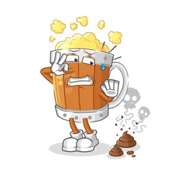 the beer mug with stinky waste illustration. character vecto