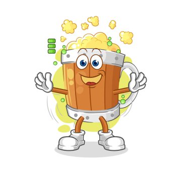 the beer mug full battery character. cartoon mascot vecto