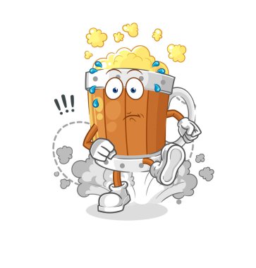 the beer mug running illustration. character vecto