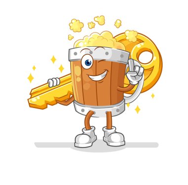the beer mug carry the key mascot. cartoon vecto