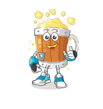 the beer mug robot character. cartoon mascot vecto