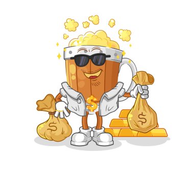 the beer mug rich character. cartoon mascot vecto
