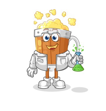 the beer mug scientist character. cartoon mascot vecto
