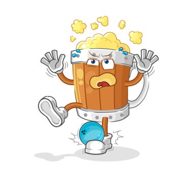 the beer mug hiten by bowling cartoon. cartoon mascot vecto