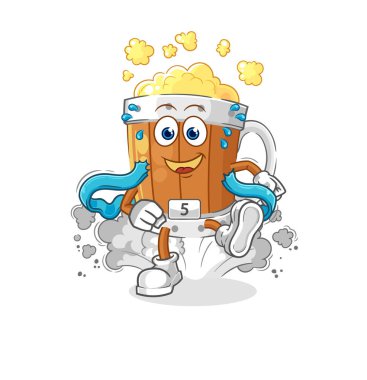 the beer mug runner character. cartoon mascot vecto