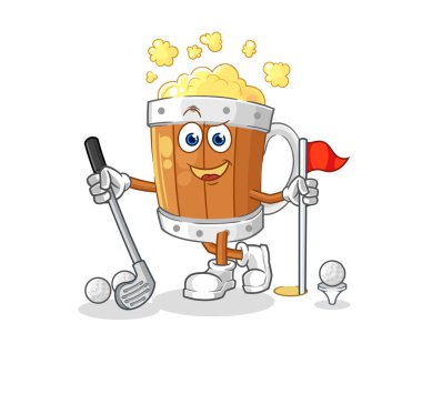 the beer mug playing golf vector. cartoon characte