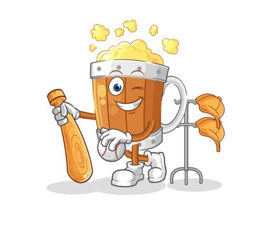 the beer mug playing baseball mascot. cartoon vecto