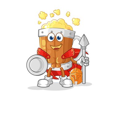 the beer mug spartan character. cartoon mascot vecto