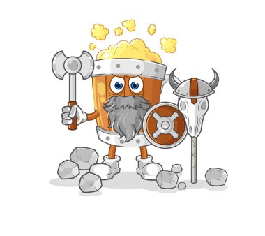 the beer mug viking with an ax illustration. character vecto