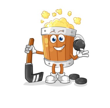 the beer mug playing hockey vector. cartoon characte