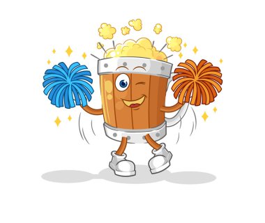 the beer mug cheerleader cartoon. cartoon mascot vecto