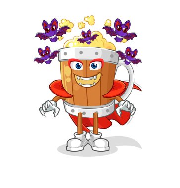 the beer mug Dracula illustration. character vecto