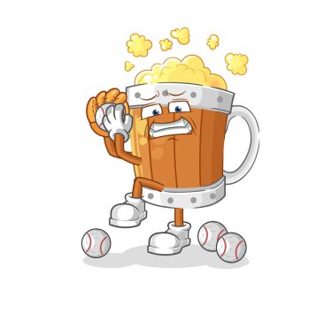 the beer mug baseball pitcher cartoon. cartoon mascot vecto