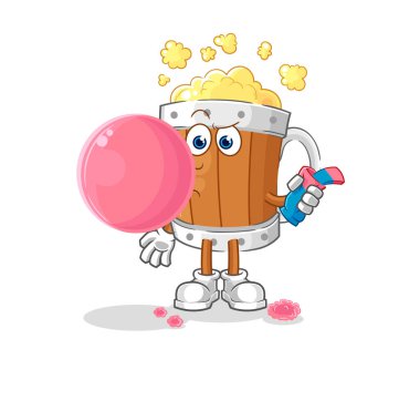 the beer mug chewing gum vector. cartoon characte
