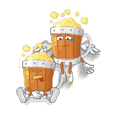 the beer mug spirit leaves the body mascot. cartoon vecto
