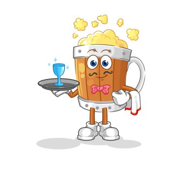 the beer mug waiter cartoon. cartoon mascot vecto