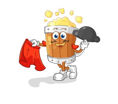 the beer mug matador with red cloth illustration. character vecto