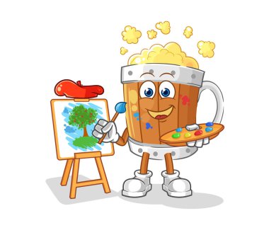 the beer mug artist mascot. cartoon vecto