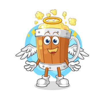 the beer mug angel with wings vector. cartoon characte