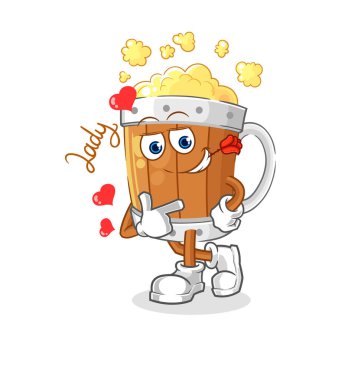 the beer mug flirting illustration. character vecto
