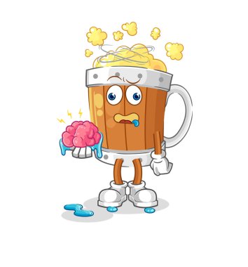 the beer mug no brain vector. cartoon characte