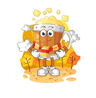 the beer mug in the autumn. cartoon mascot vecto