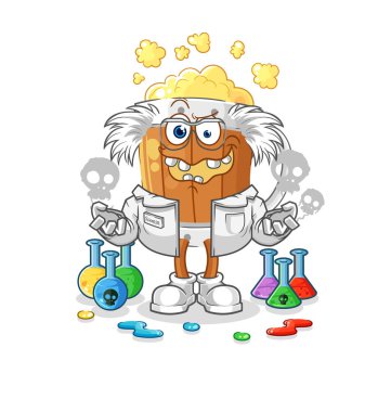 the beer mug mad scientist illustration. character vecto