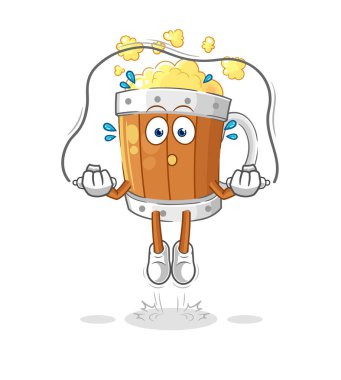 the beer mug jump rope exercise. character vecto