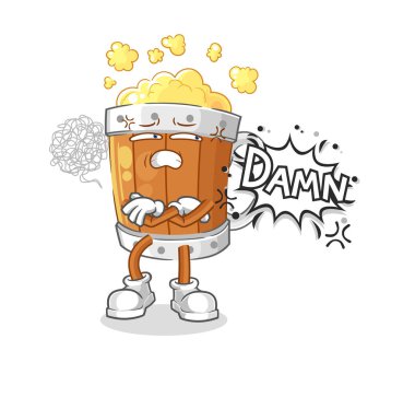 the beer mug very pissed off illustration. character vecto