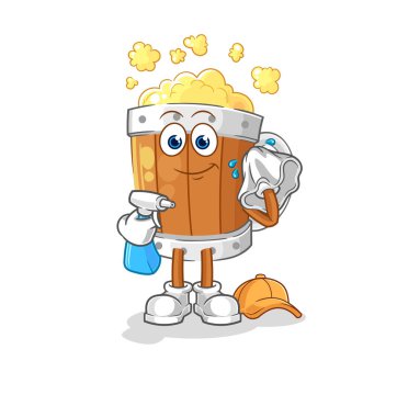 the beer mug cleaner vector. cartoon characte