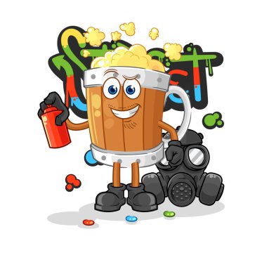 the beer mug graffiti artist vector. cartoon characte
