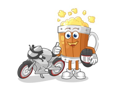 the beer mug racer character. cartoon mascot vecto