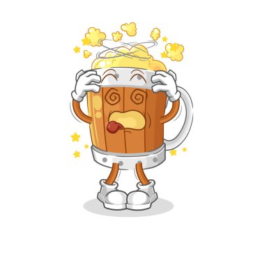 the beer mug dizzy head mascot. cartoon vecto