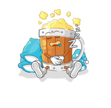 the beer mug sleeping character. cartoon mascot vecto