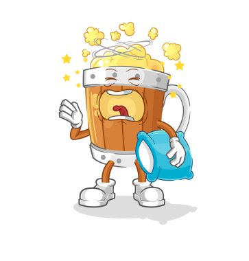 the beer mug yawn character. cartoon mascot vecto