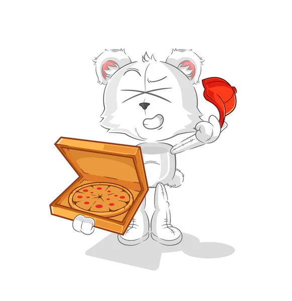 Vetor Entrega Pizza Urso Polar Cartoon Characte — Vetor de Stock