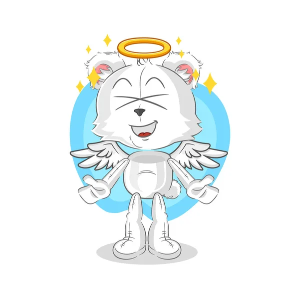 Polar Bear Angel Wings Vector Cartoon Characte — Vetor de Stock